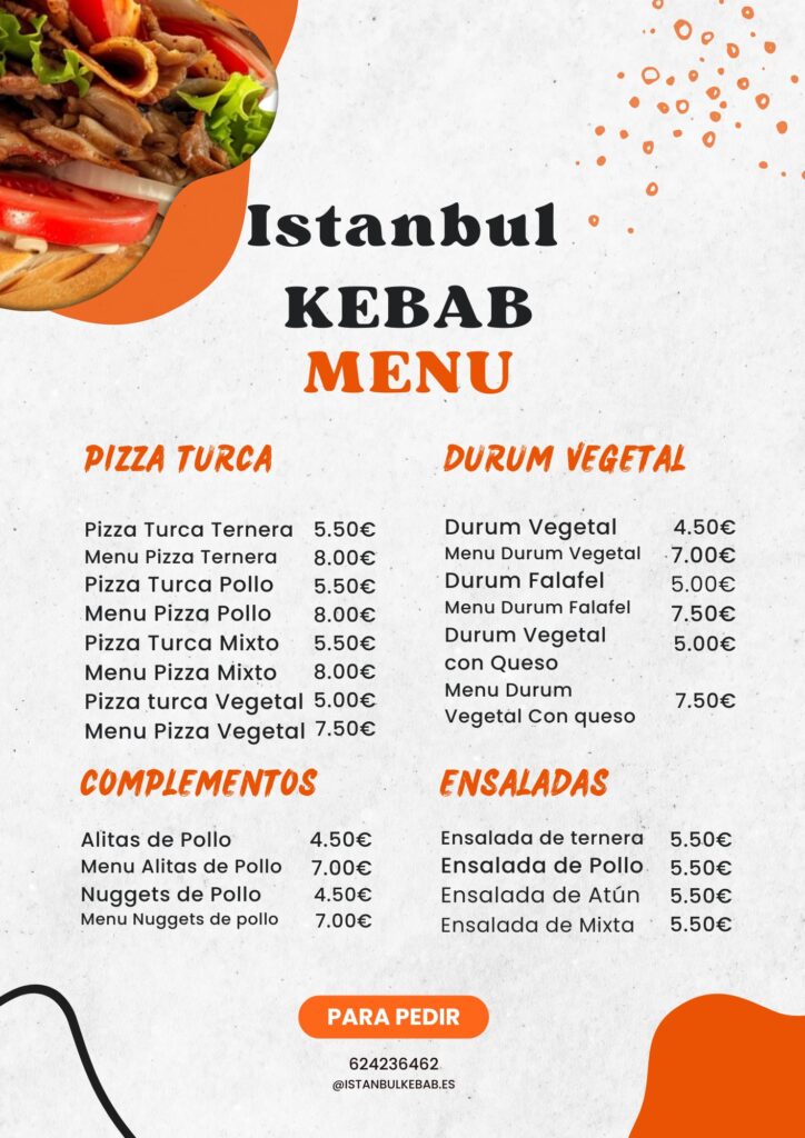 Kebab huelva Menu